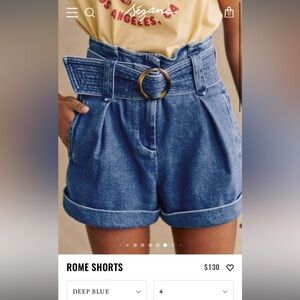 SÉZANE Rome Shorts in Deep Blue size 36 with beautiful tortoise colored belt!